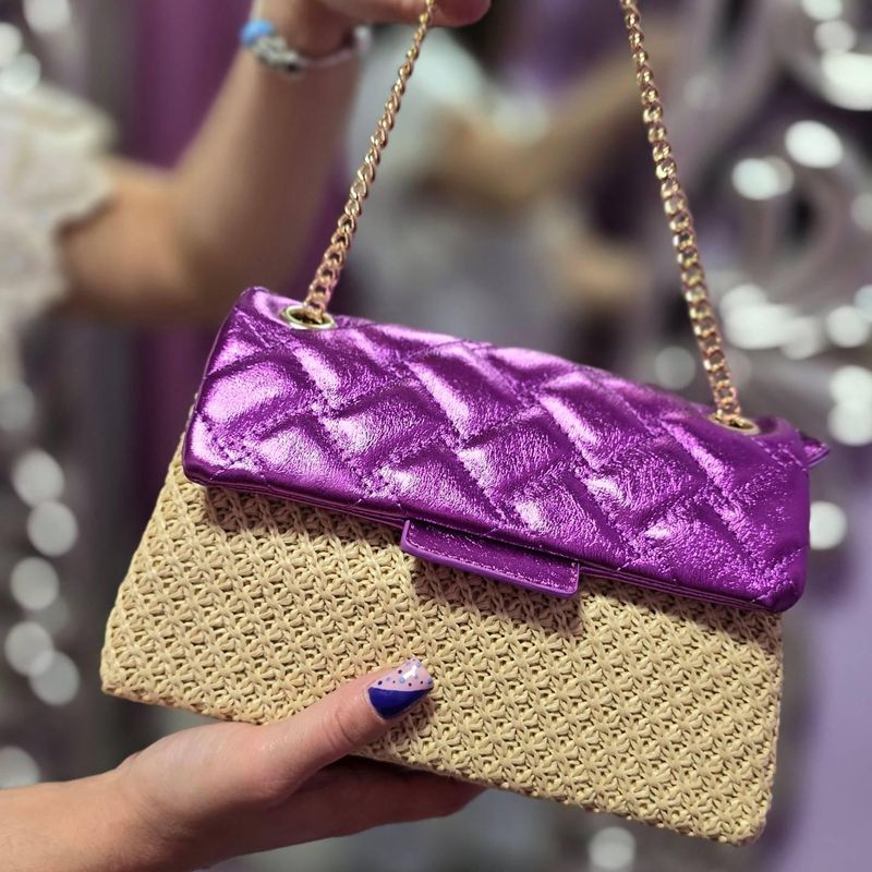 Bolso rafia METALIZADO  morado