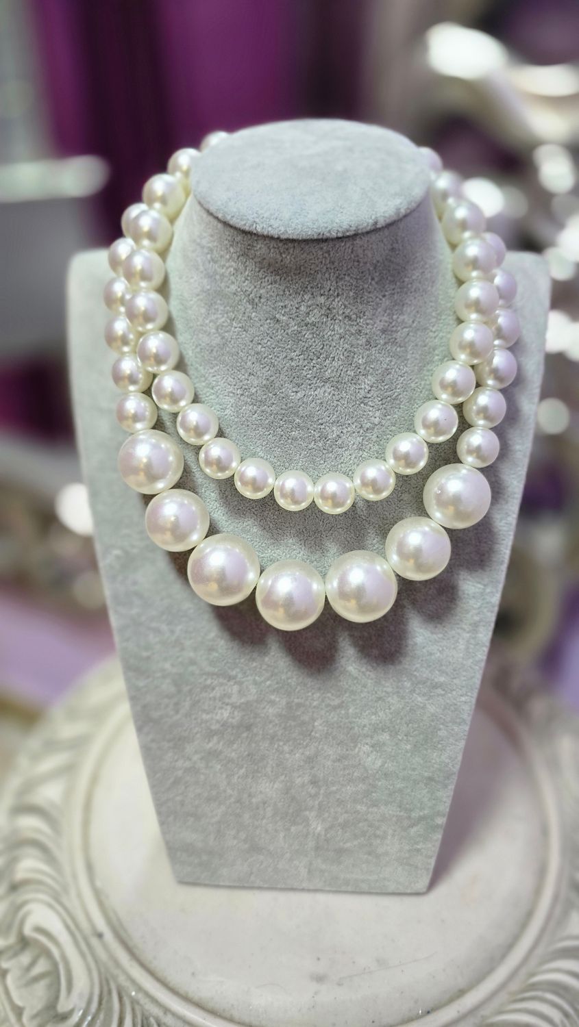Collar DOBLE PERLAS  gordas