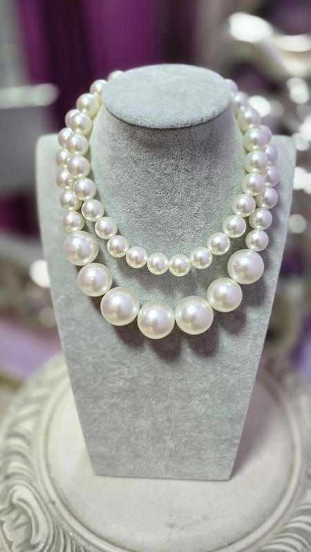 Collar DOBLE PERLAS  gordas
