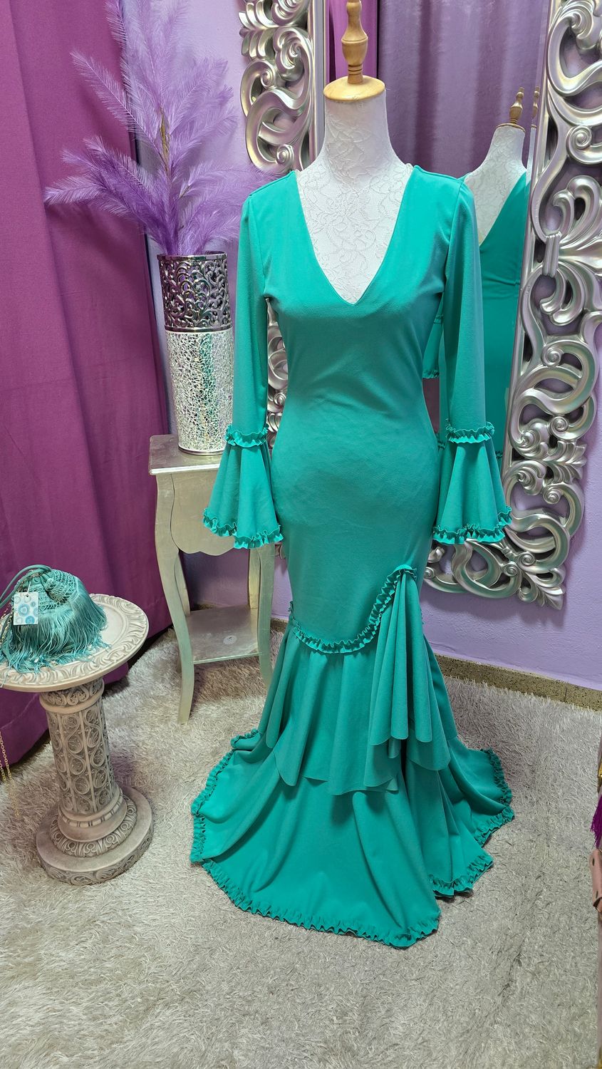 Bata flamenca  ELENA verde agua