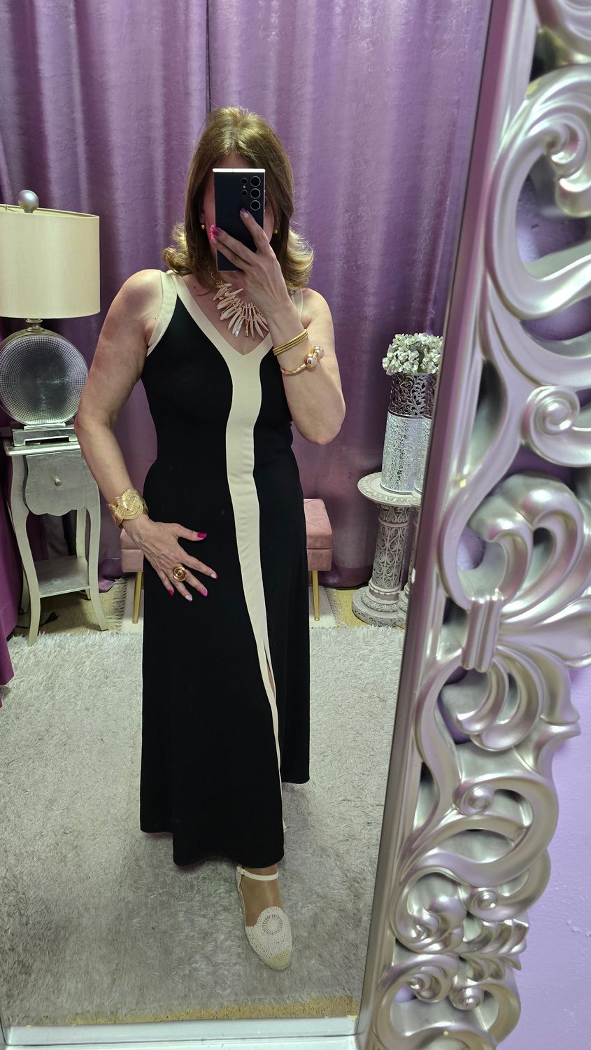 Vestido TERRA  negro/marfil