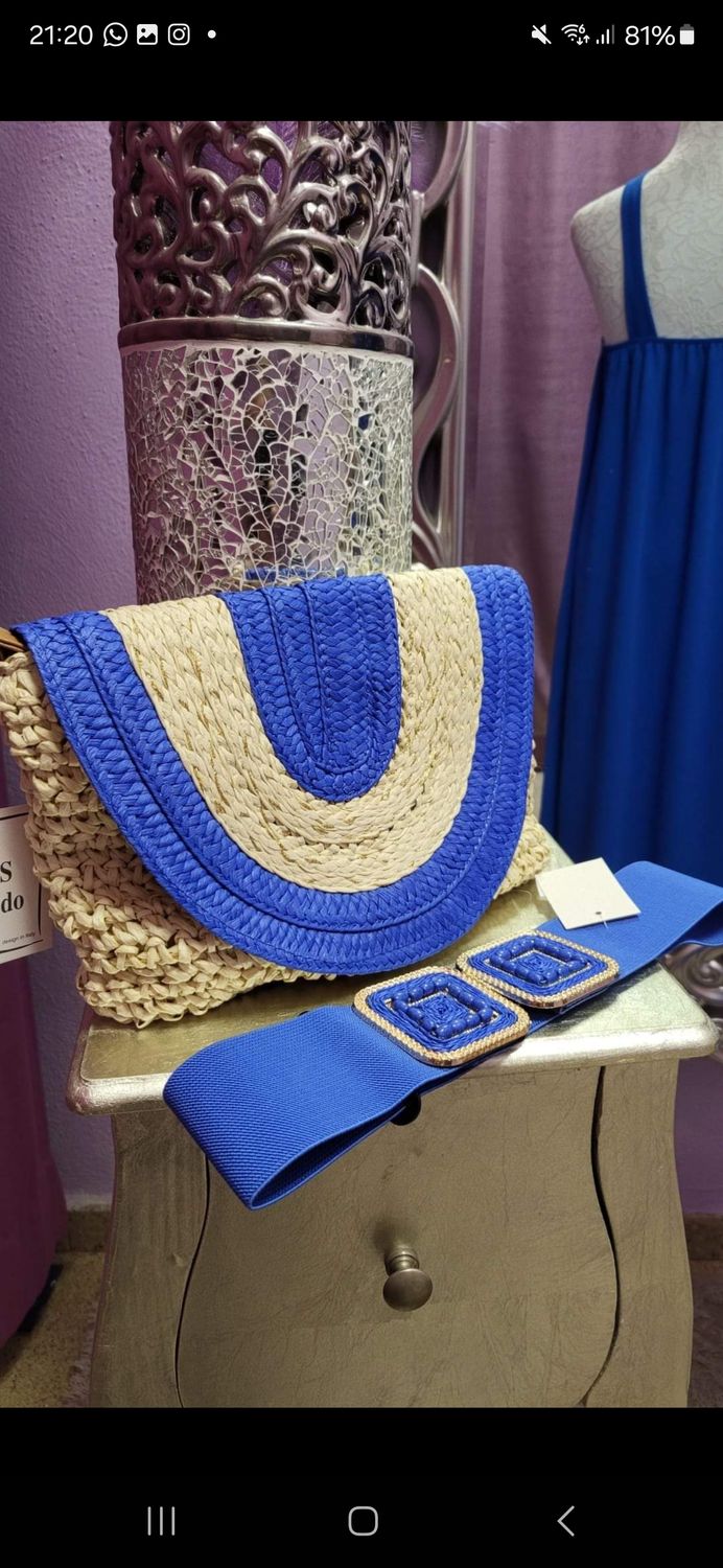 Cartera rafia con cian