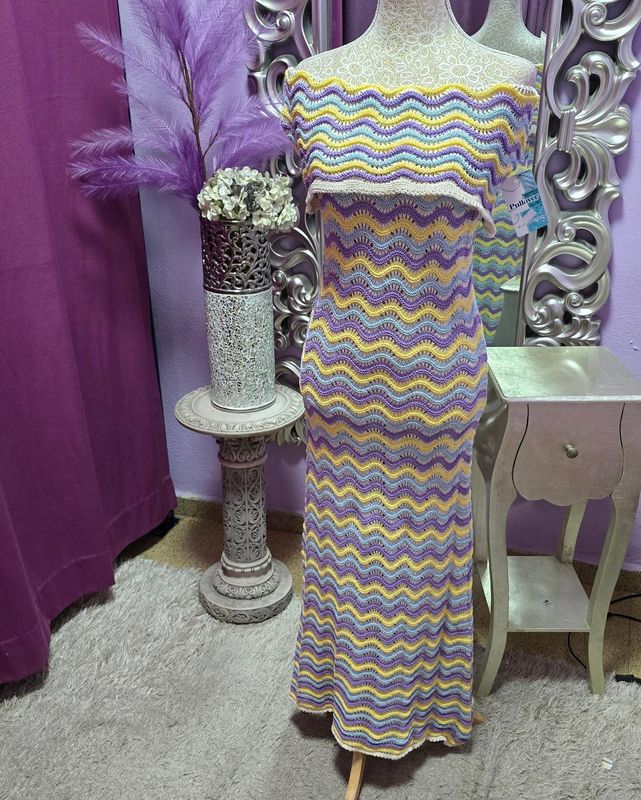 Vestido HILO malva/amarillo