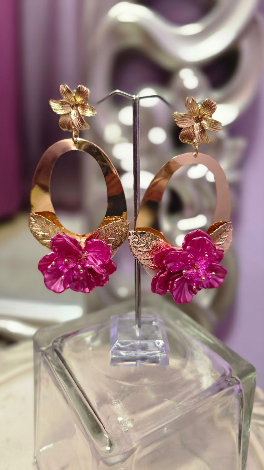 Pendientes ROSARIO fucsia