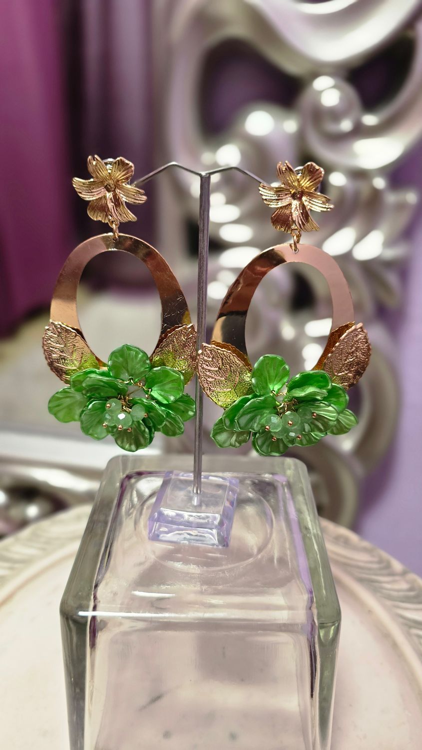 Pendientes ROSARIO verde