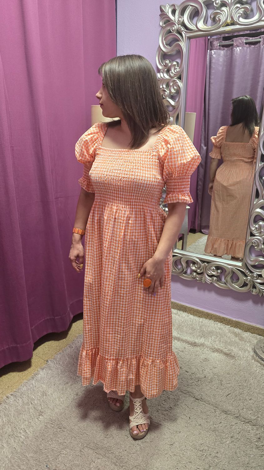 Vestido VICHY naranja