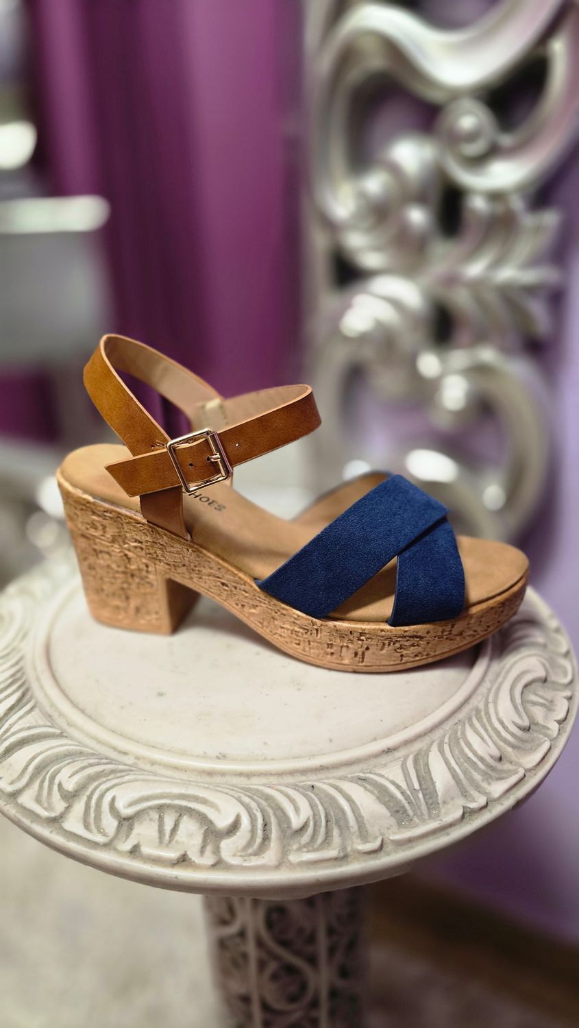 Sandalia corcho azul