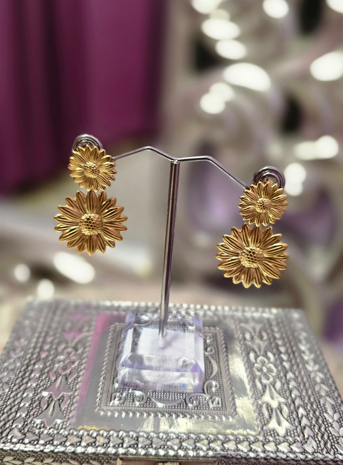 Pendientes GIRASOLES dorado