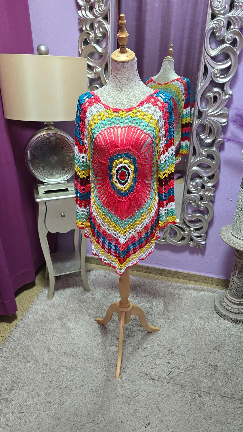 Camisola/pareo colores crochet