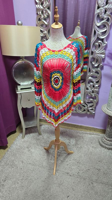 Camisola/pareo colores crochet