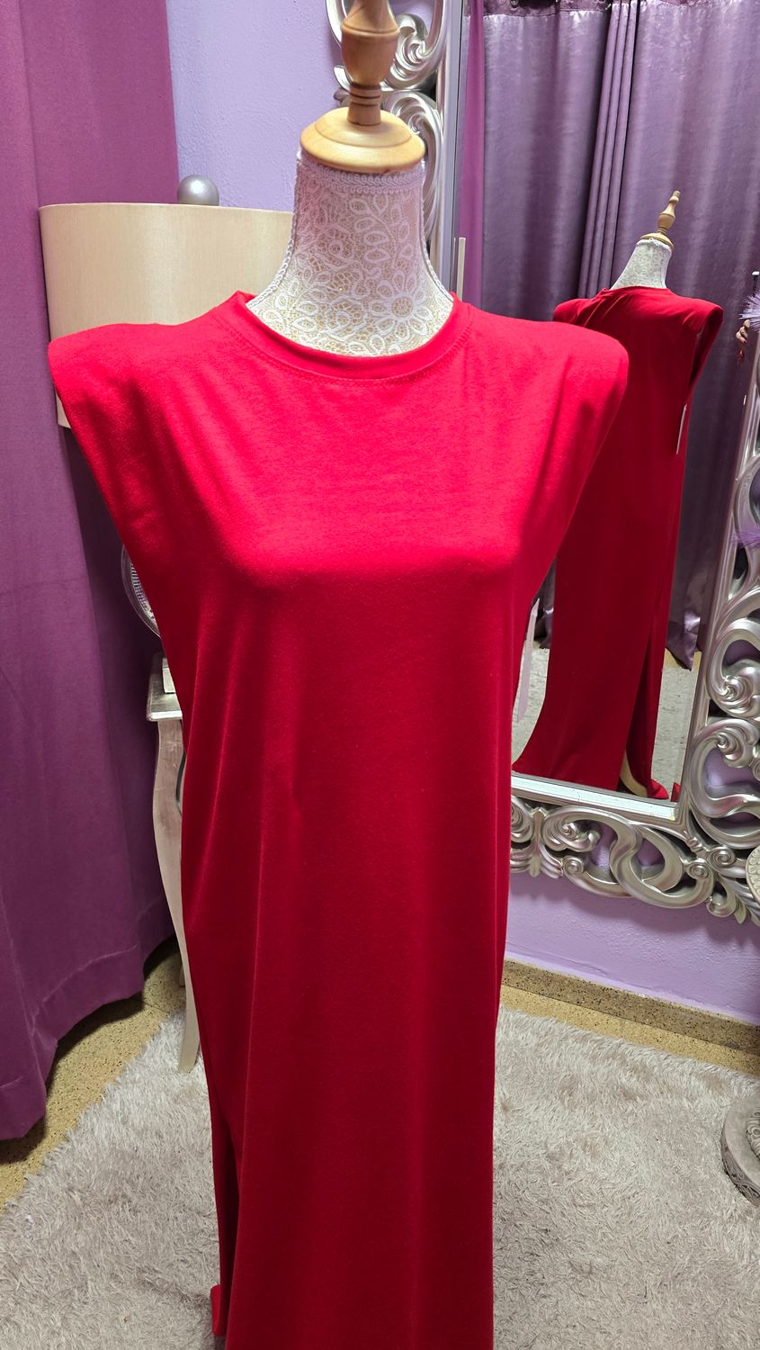 Vestido hombrera algodón rojo