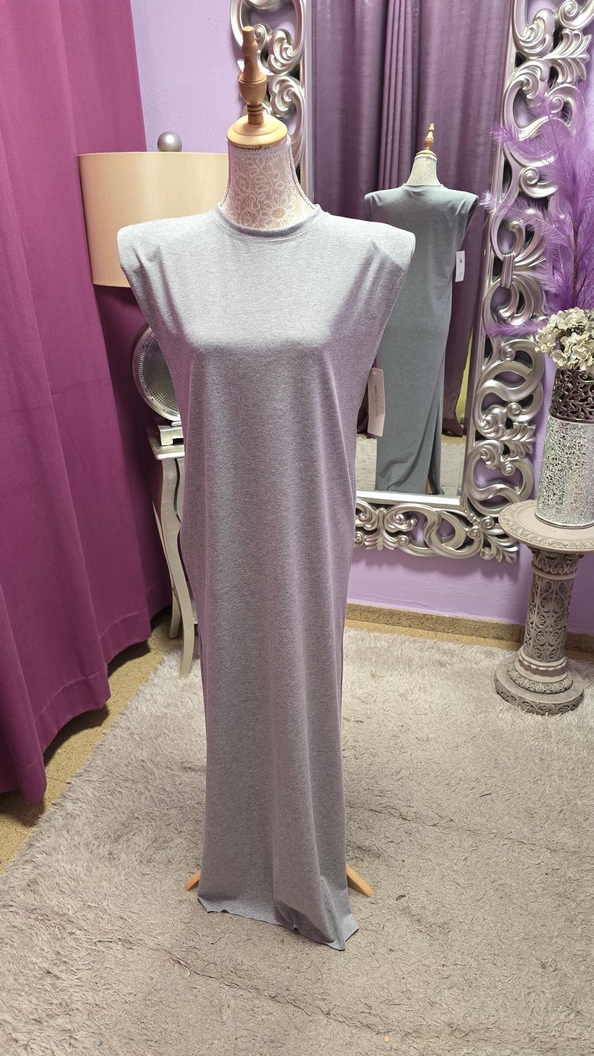 Vestido hombrera algodón gris