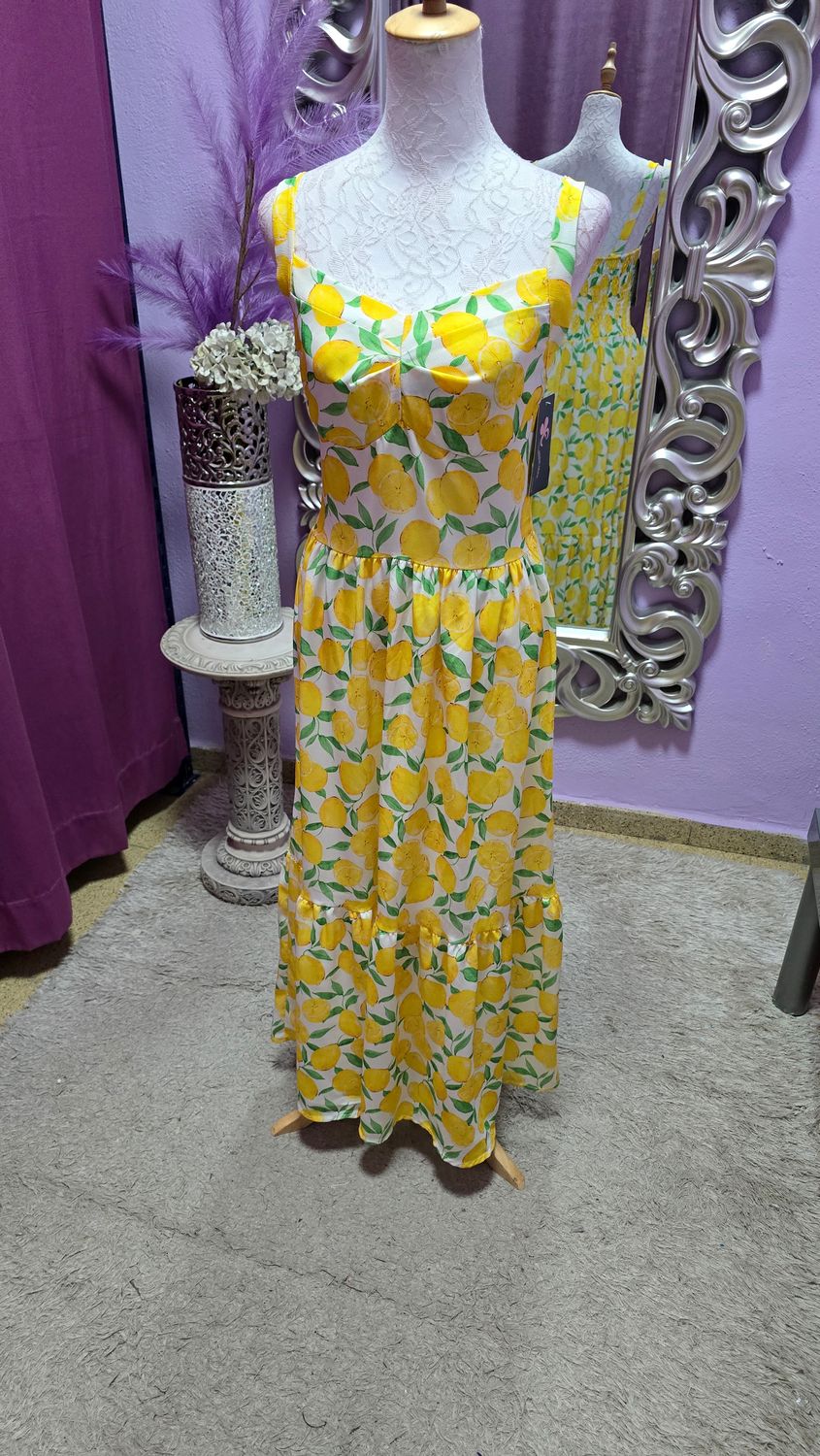 Vestido LIMONES blanco largo