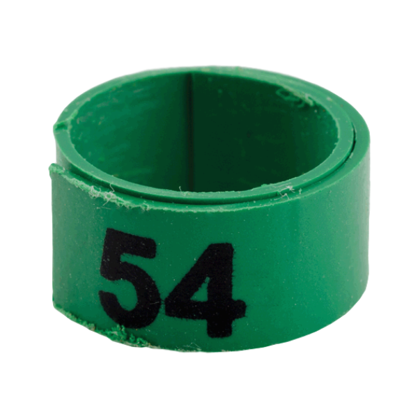 Size 11, 11/16&quot; Numbered Leg Bands, Color: Green, Number Range: 1-25