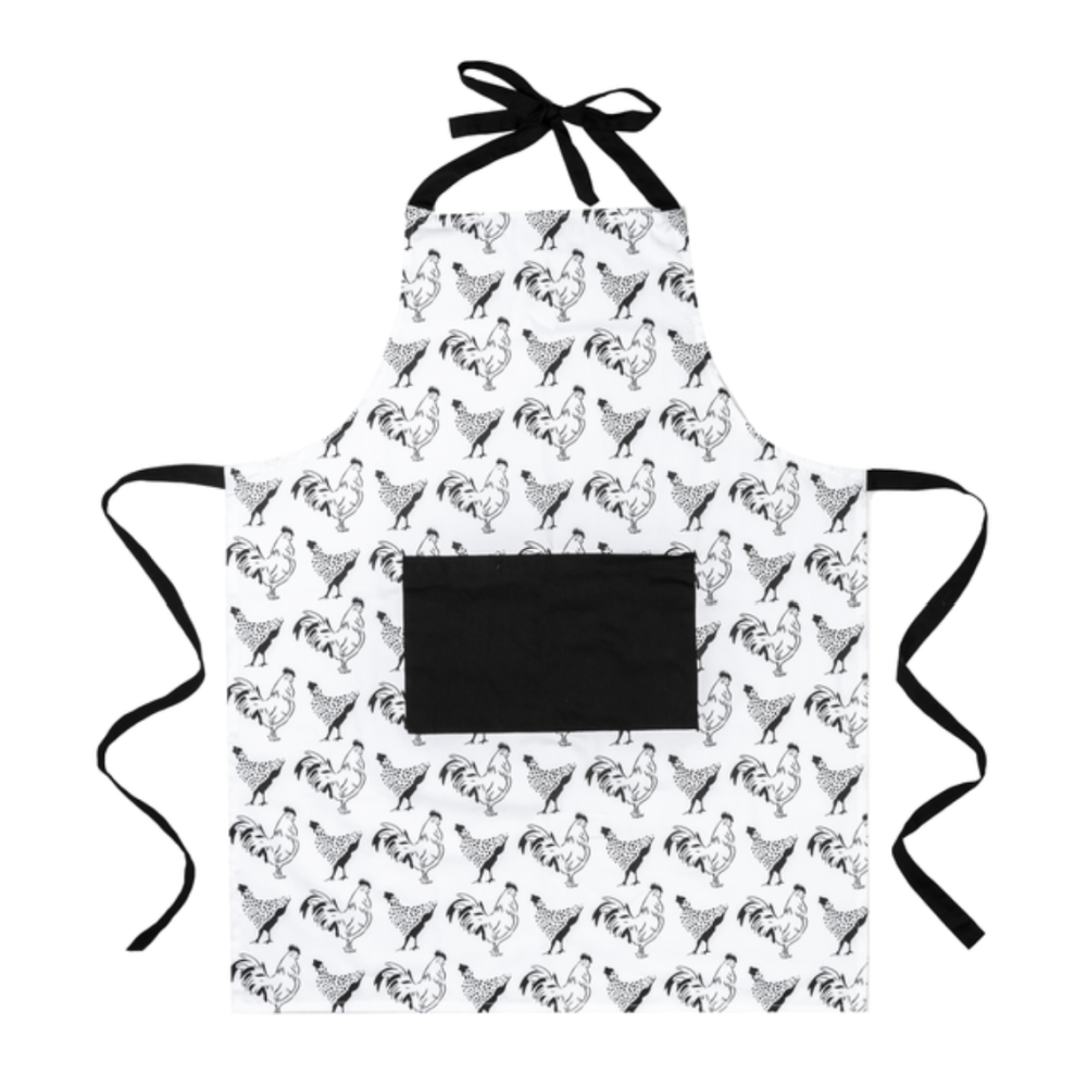 Black and White Chicken Aprons, Style: Rooster and Hen
