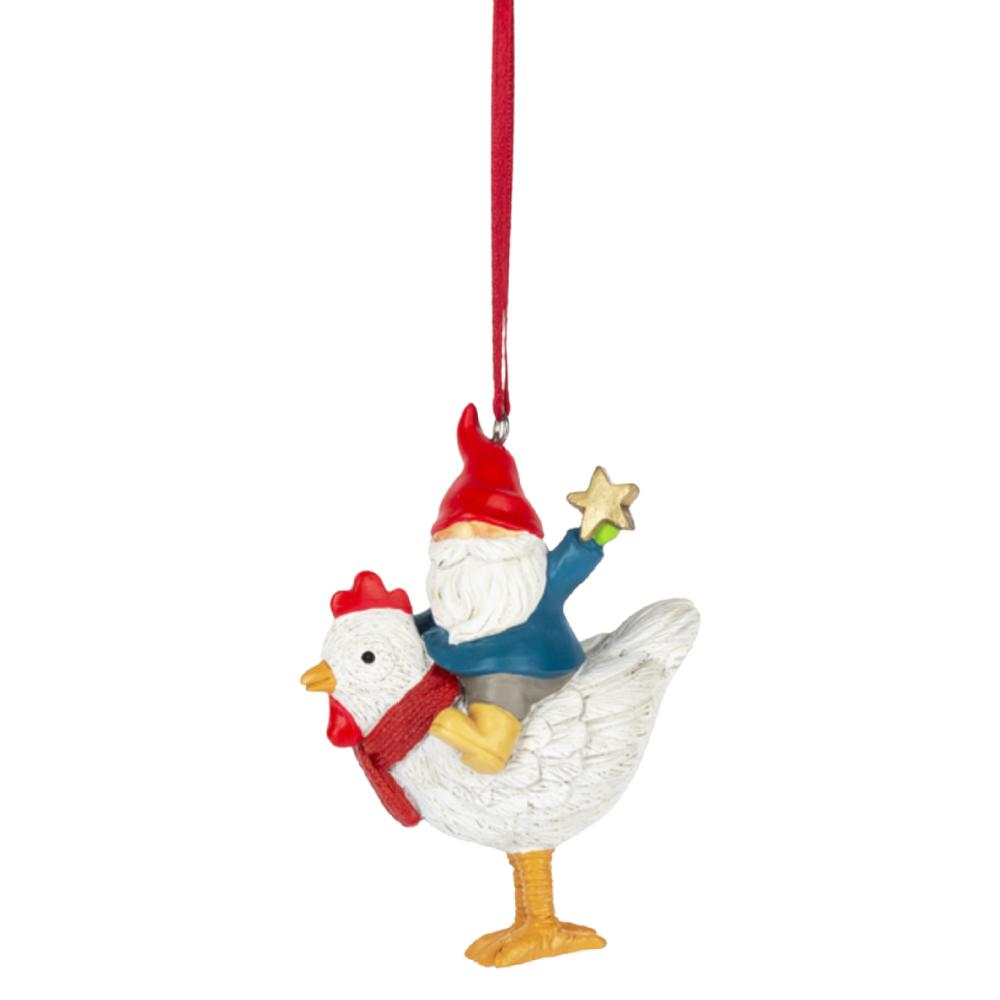 Gnome Ornaments, Chicken, Pig, or Cow, Style: Chicken