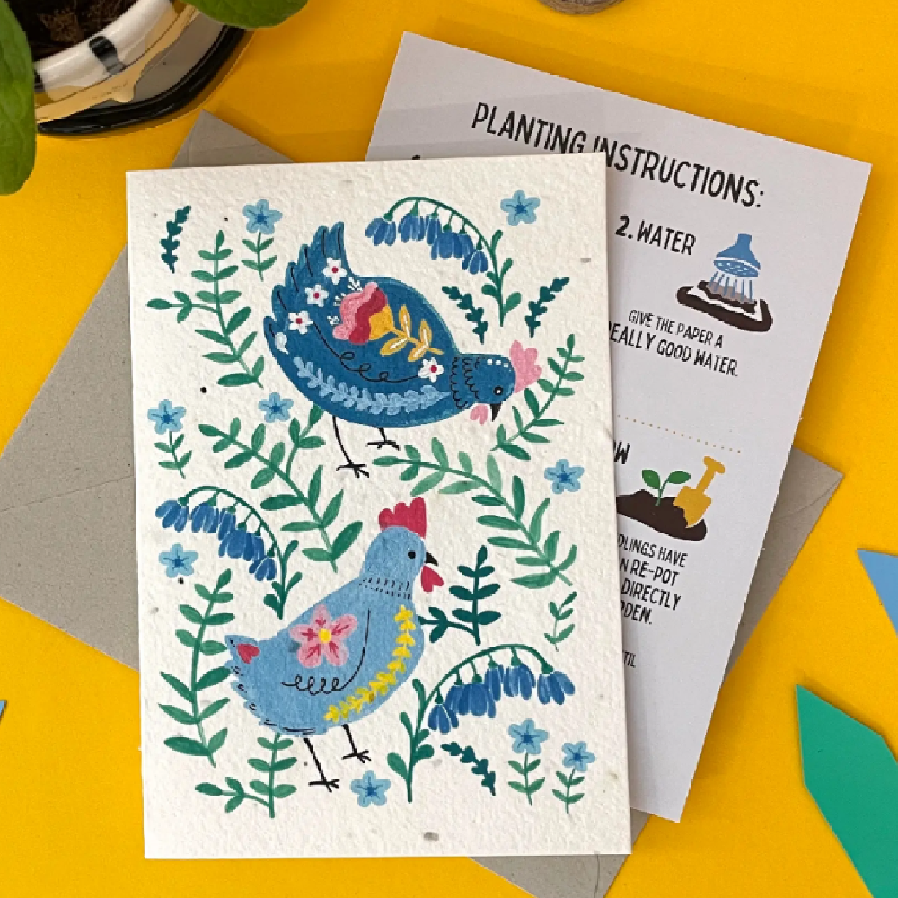 Plantable Chicken Seed Card, Card Size: Large 4x5.75&quot;