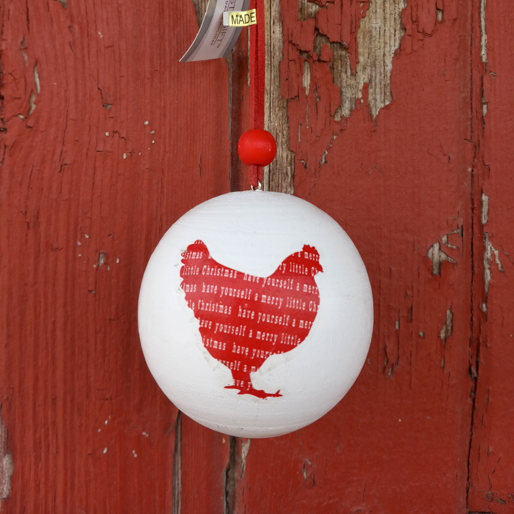 Wooden Chicken Ball Ornament, Hen or Rooster, Style: Hen