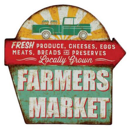 Farmer&#39;s Market Distressed Tin Sign