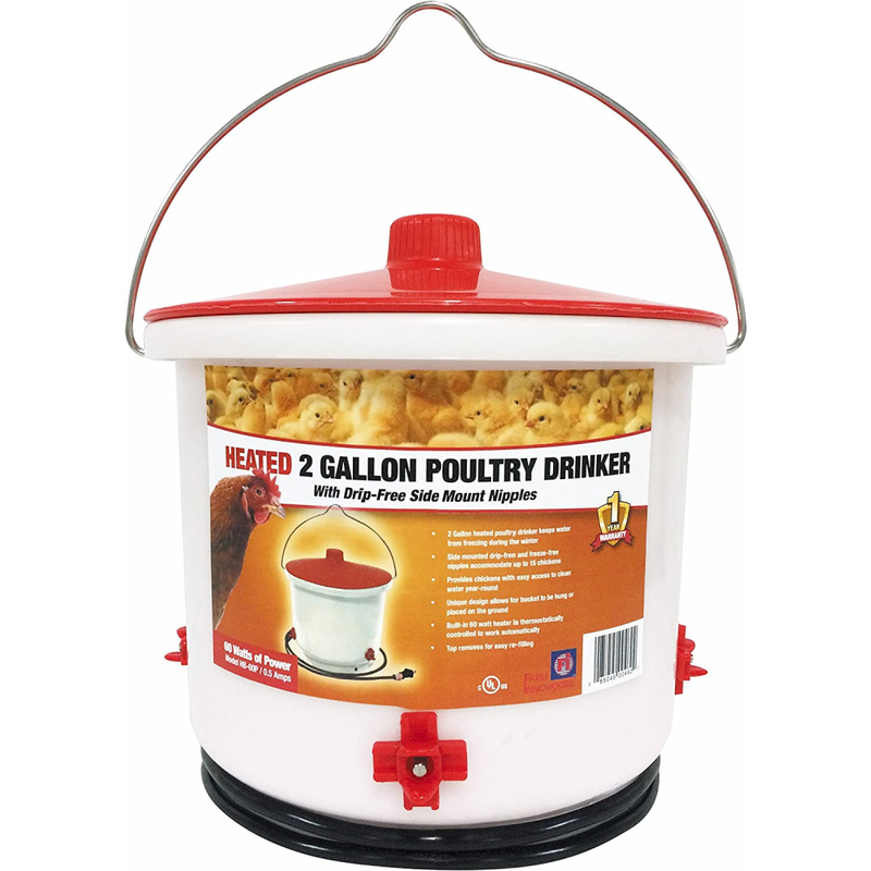 Heated 2 Gallon Poultry Nipple Drinker