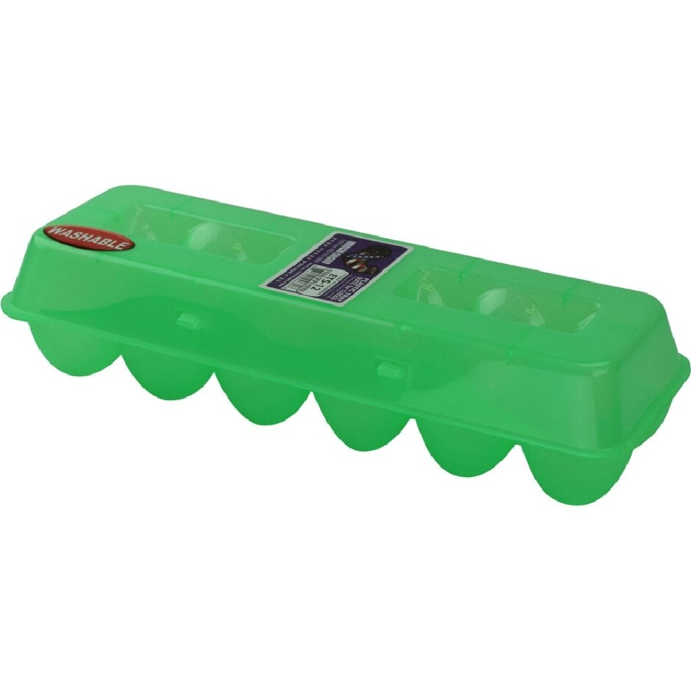 Green Plastic Reusable 12-Count Egg Carton