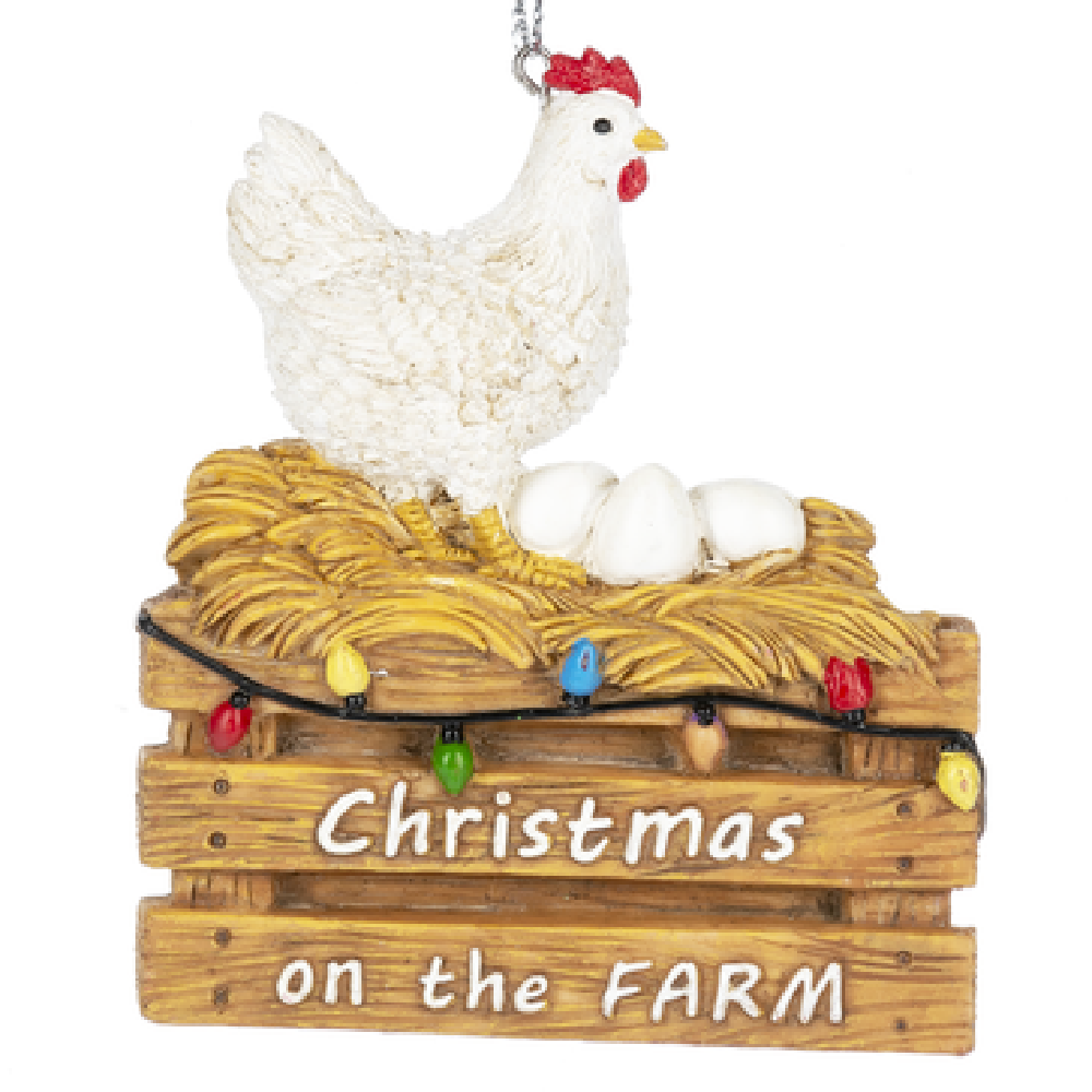 Christmas Chicken in a Nest Ornament