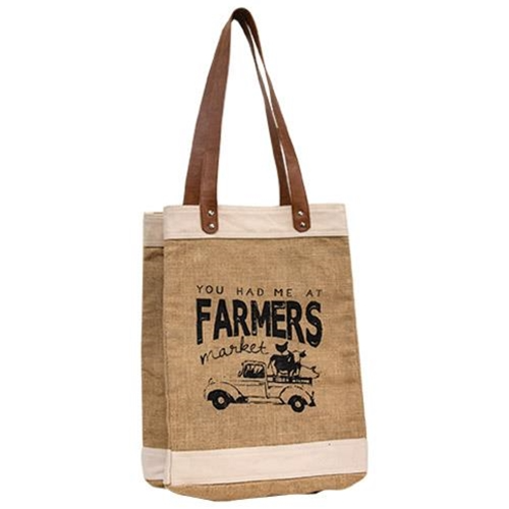 Farmers Market Burlap Tote