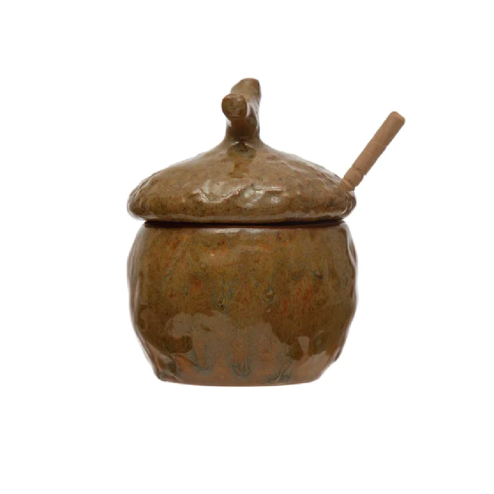 Reactive Glaze Honey Jar and Dipper