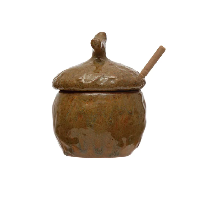 Reactive Glaze Honey Jar and Dipper