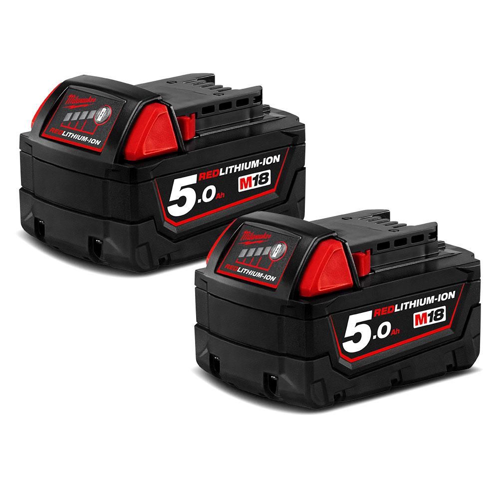 Milwaukee M18B52 2-Pack 18V 5.0Ah Li-Ion RED LITHIUM Batteries