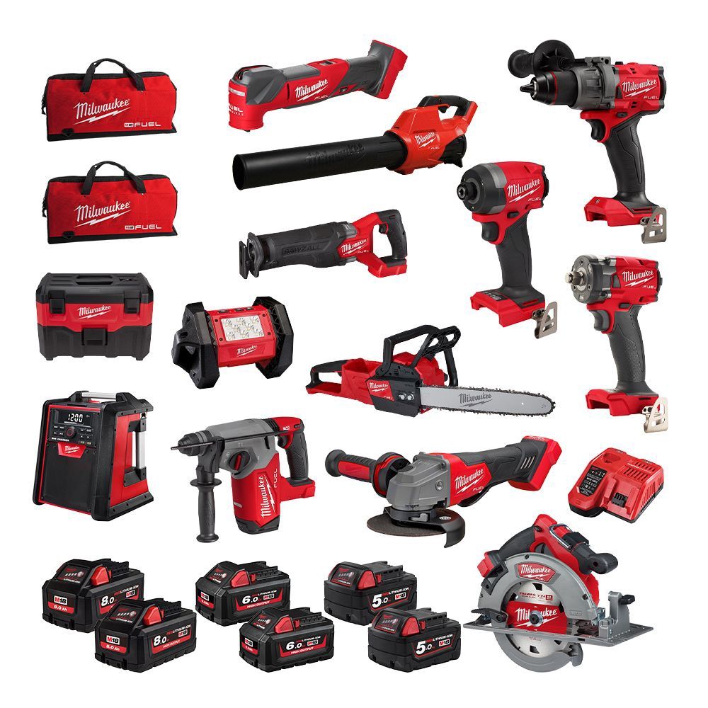Milwaukee M18FPP13A35686B 18V 5.0Ah/6.0Ah/8.0Ah Li-ion Cordless 13pce Combo Kit Power Pack Including Fuel - M18FPP13A35686B