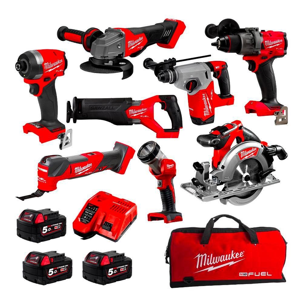 Milwaukee M18FPP8A3503B 18V 5.0Ah Li-ion Cordless FUEL 8pce Combo Kit Power Pack