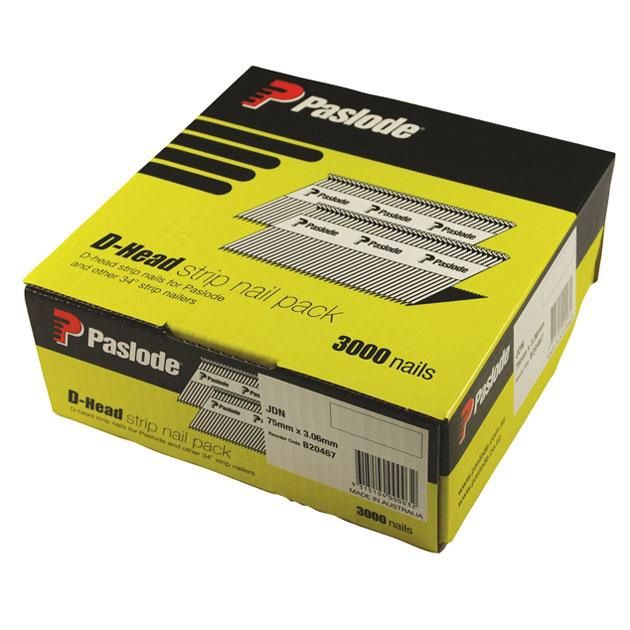 Paslode B20467 3000-Pack 75mm x 3.06mm Bright D Head Framing Nails
