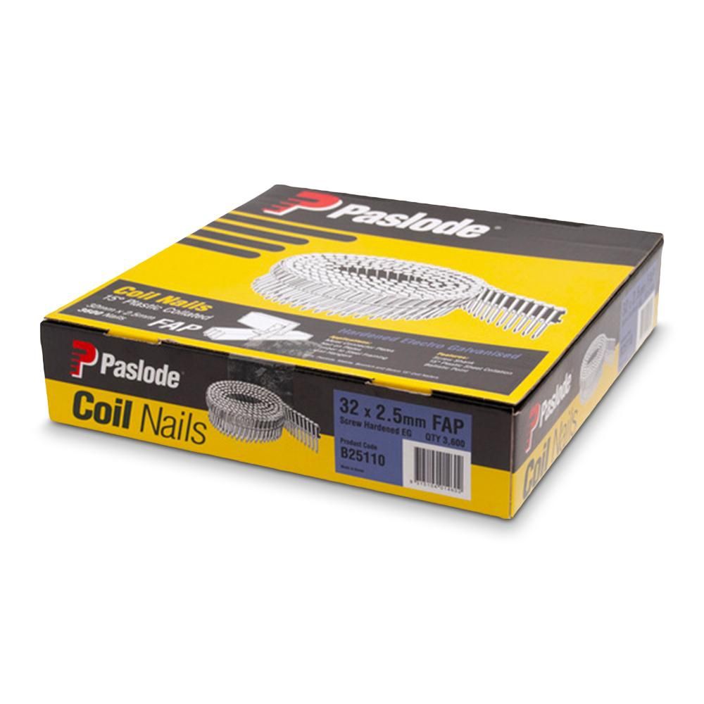 Paslode B25110 32mm x 2.5mm Screw Electro Galvanised Plastic Collated Coil Nails