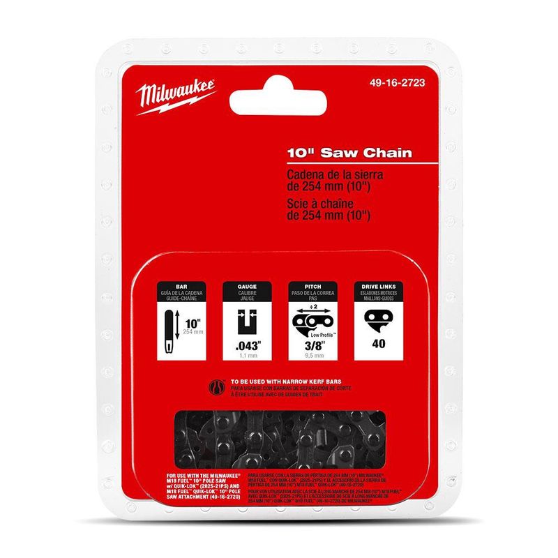 Milwaukee 49162723 254mm (10&quot;) Pole Saw Chain to suit M18FOPH-CSA