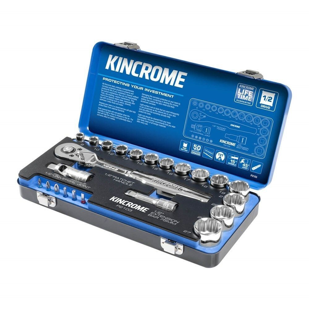 Kincrome 23PCE METRIC 1/2&quot; Drive Socket Set - P2103