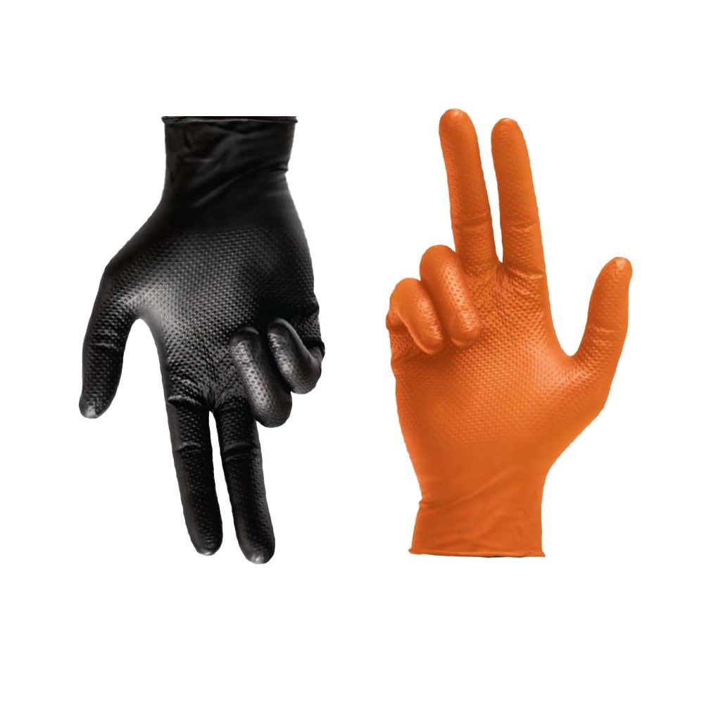Mack Traction Nitrile BLACK OR ORANGE Disposable Glove Box 50