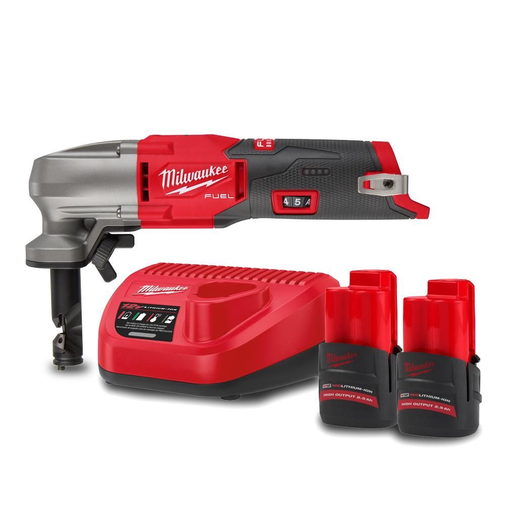 Milwaukee M12FNB16202 12V 2.5Ah Li-ion Cordless Brushless Fuel 16 Gauge Nibbler Combo Kit