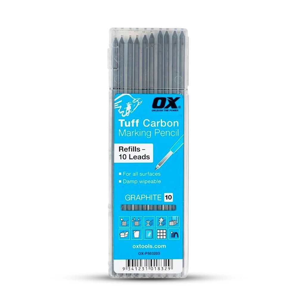 OX Tools OX-P503203 10-Pack Tuff Carbon Marking Pencil Graphite Lead Refills