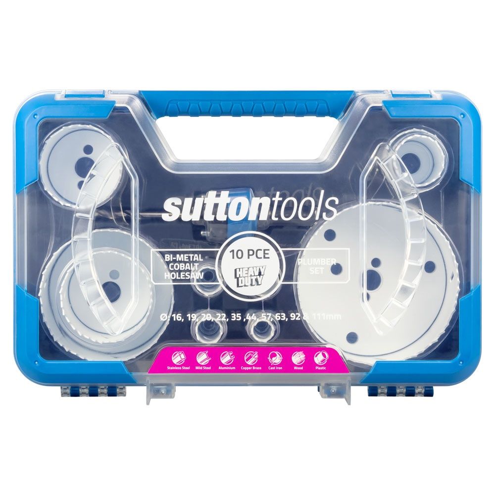 SUTTON H125BM8 Bi-Metal Holesaw Cobalt M42 Plumber Set, 10 Pieces