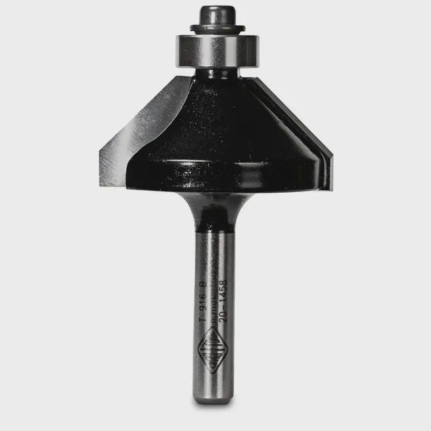 CARBITOOL T 916 B Router Bit TCT 45-Degree Chamfer w.Bearing 1.3/8inch -Diameter 1/4inch -Shank