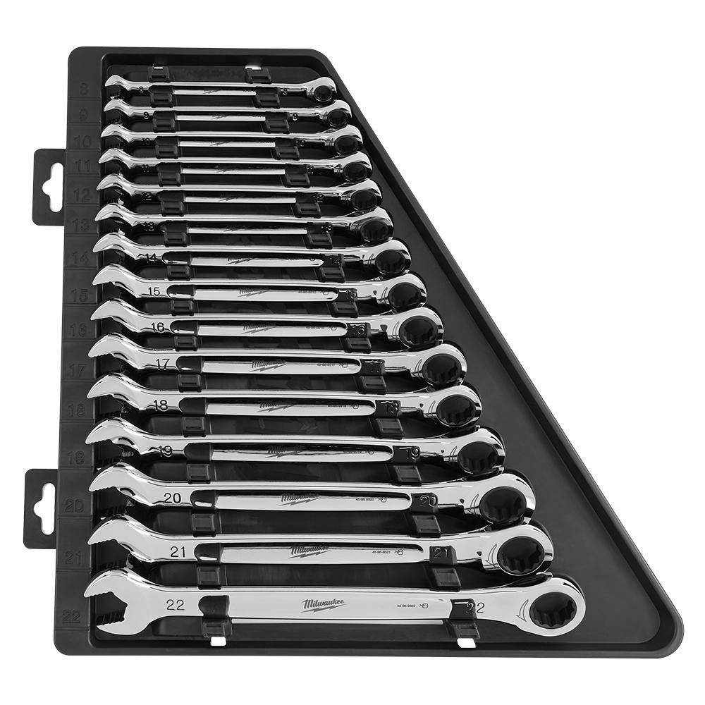 Milwaukee 48229516 15pce Metric Ratcheting Combination Wrench Set
