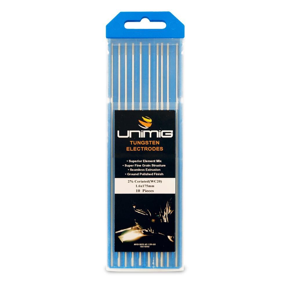 UNIMIG PTR0003-16 GREY 1.6mm x 175mm 0.2% Ceriated Tungsten Electrodes - 10 Pack