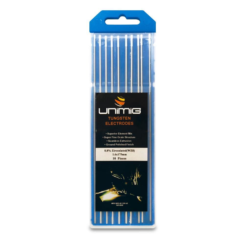UNIMIG PTR0006-32 WHITE 3.2mm x 175mm 0.8% Zirconiated Tungsten Electrodes - 10 Pack