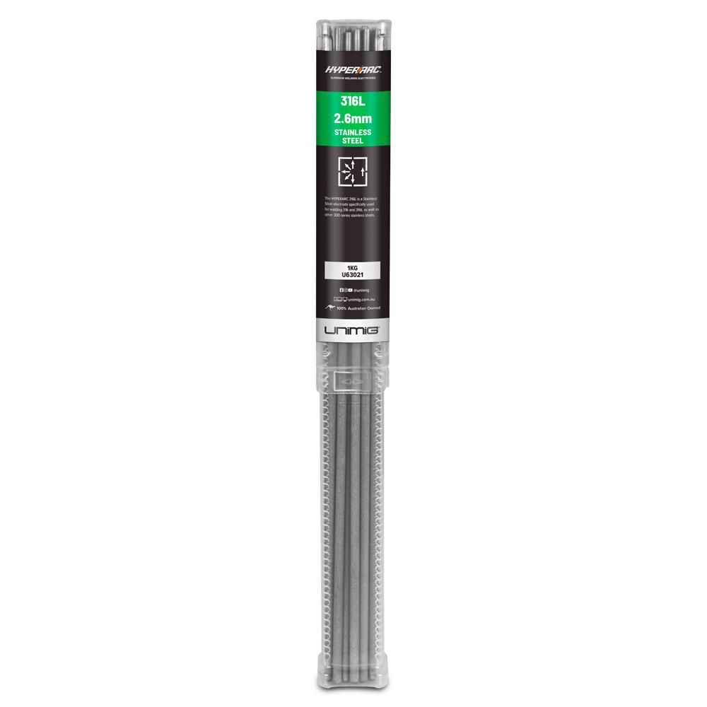 UNIMIG U63021 2.6mm 1kg HYPERARC 316L Stainless Steel Electrodes Handy Pack