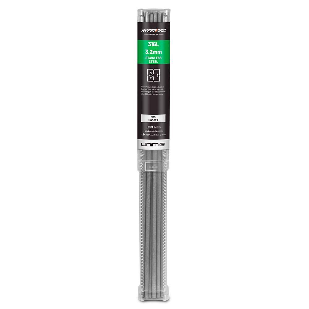 UNIMIG U63022 3.2mm 1kg HYPERARC 316L Stainless Steel Electrode Handy Pack
