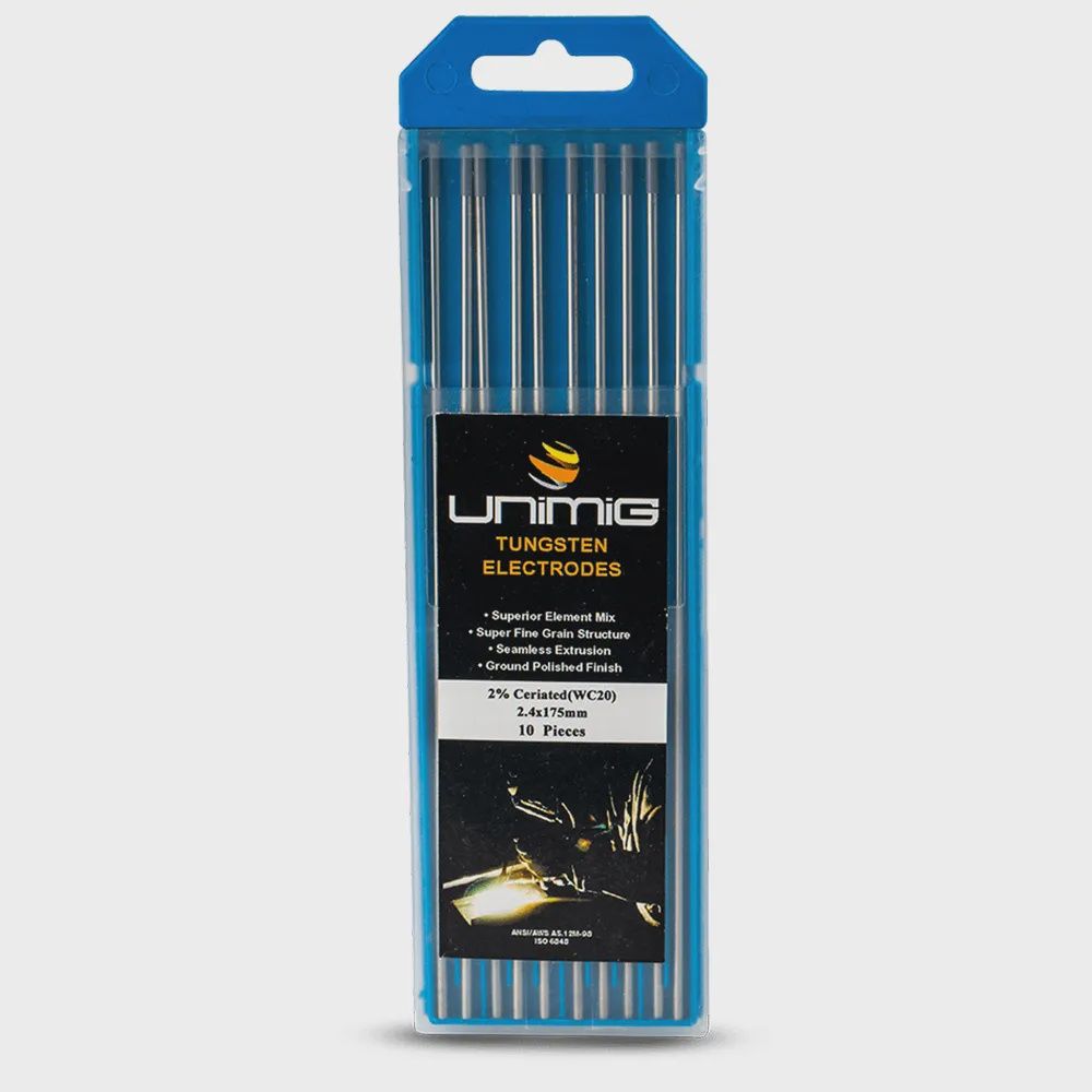 UNIMIG PTR0003-24 2.4mm WC20 2.0 Percent Ceriated Tungsten Electrodes - 10 Pack