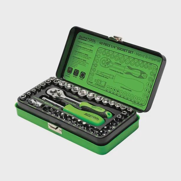 SUPATOOL STP2040 40 Pcs 1/4in Drive - Metric &amp; Imperial Socket Set