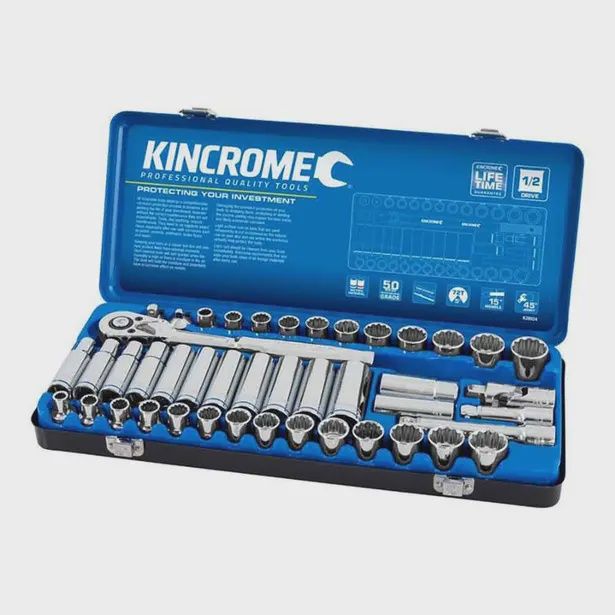 KINCROME K28024 1/2&quot; Drive Socket Set Deep/Standard Metric &amp; Imperial 45 Piece