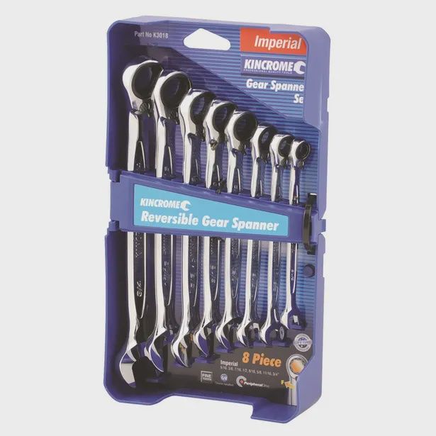 KINCROME K3018 8 Piece Combination Gear Spanner Set - Imperial Reversible